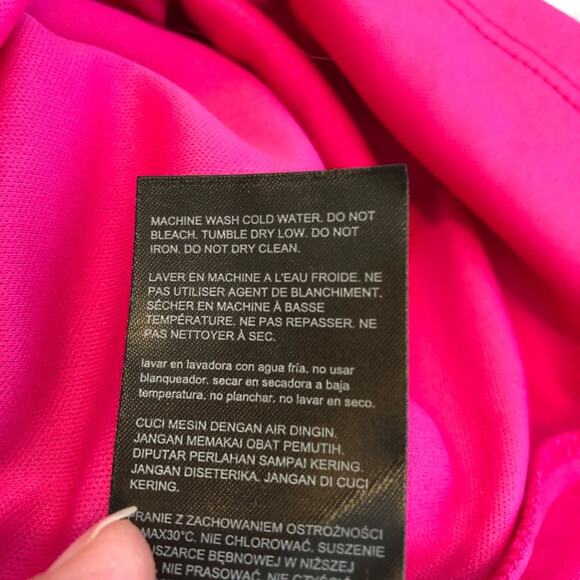 Bebe bright pink halter neck open back sleeveless ruffle hem dress Large NWT - Picture 9 of 16